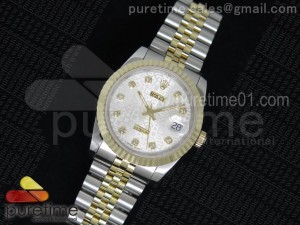 DateJust SS/YG Silver Textured Dial YG Wrapped Fluted Bezel on SS/YG Bracelet A2836