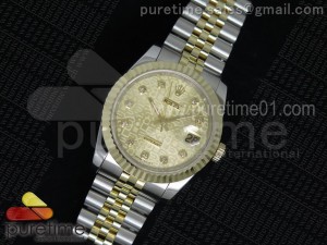 DateJust SS/YG YG Textured Dial YG Wrapped Fluted Bezel on SS/YG Bracelet A2836