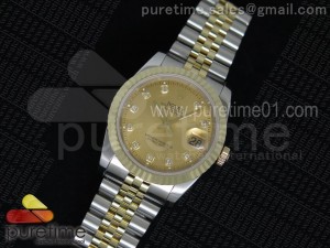 DateJust SS/YG YG Dial Style 1 YG Wrapped Fluted Bezel on SS/YG Bracelet A2836