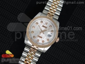 DateJust SS/RG Silver Textured Dial RG Wrapped Fluted Bezel on SS/RG Bracelet A2836