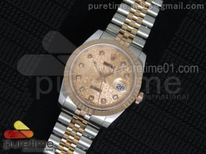 DateJust SS/RG RG Textured Dial RG Wrapped Fluted Bezel on SS/RG Bracelet A2836