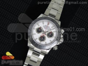 Daytona Black Ceramic Bezel White/Black Dial on SS Bracelet A4130