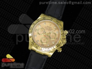 Daytona 116518 YG Yellow Gold Dial on Black Leather Strap A4130