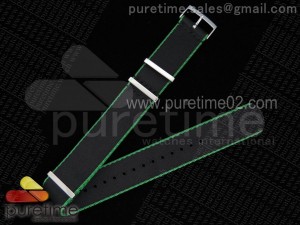 Green Border Black 22mm Width Nylon Strap