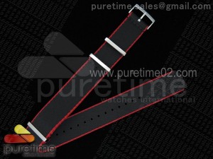 Red Border Black 22mm Width Nylon Strap