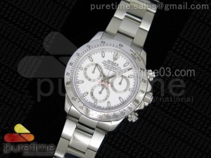 Daytona 116520 Lite White Dial on SS Bracelet A7750