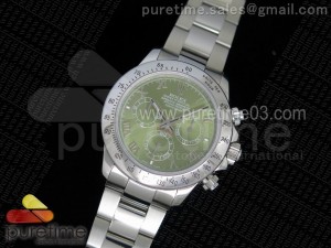 Daytona 116520 Lite Green Dial on SS Bracelet A7750