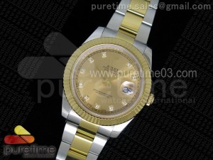 Date Just II 41mm SS/YG YG Dial Diamonds Marker on SS/YG Bracelet A3136