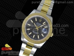 Date Just II 41mm SS/YG Black Dial Lumed Marker on SS/YG Bracelet A3136