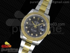 Date Just II 41mm SS/YG Black Dial Diamonds Marker on SS/YG Bracelet A3136