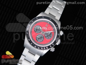 Daytona Newman Sandblasted SS Red Dial on SS Bracelet A7750