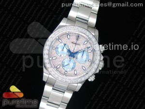 Daytona 116576TBR Full Paved Diamonds SS BLF Best Edition Diamonds Dial on SS Bracelet A4130