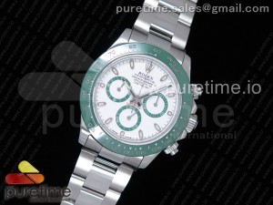 Daytona 116500 LV Green Ceramic SS BPF Best Edition White dial on SS Bracelet A4130