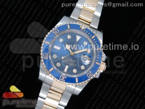 Submariner 116613 LB GMF Best Edition Wrapped Gold Blue Dial Diamonds Markers  on SS/YG Bracelet SA3135