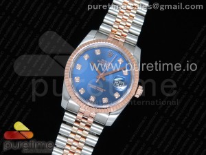 DateJust 36 SS/RG Wrapped 116231 GMF Blue Dial Diamonds Markers on SS/RG Wrapped Jubilee Bracelet SA3135