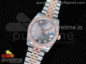 DateJust 36 SS/RG Wrapped 116231 GMF Gray Dial Diamonds Markers on SS/RG Wrapped Jubilee Bracelet SA3135