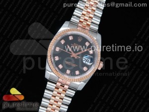 DateJust 36 SS/RG Wrapped 116231 GMF Black Dial Diamonds Markers on SS/RG Wrapped Jubilee Bracelet SA3135