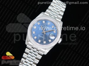  DateJust 36 SS 126234 GMF Best Edition 904L Steel Blue Dial Diamonds Markers on Jubilee Bracelet A2824