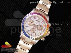 Daytona 116595RBOW RG Rainbow Crystal BLF Best Edition Diamonds Dial on RG Bracelet A4130