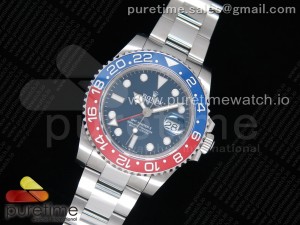 GMT Master II 116719 BLRO Real Ceramic 904L SS GMF 1:1 Best Edition Blue Dial on Bracelet A3186 (Correct Hand Stack)