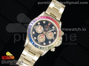 Daytona 116589RBOW YG Rainbow Crystal JHF Best Edition Black Dial on YG Bracelet A4130