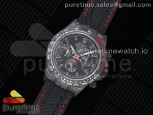 Daytona DIW TWF Best Edition Carbon Case and Bezel Black/Red Dial on Black Nylon Strap A7750