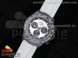 Daytona DIW TWF Best Edition Carbon Case and Bezel White/Black Dial on White Nylon Strap A7750