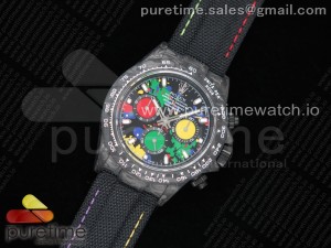 Daytona DIW TWF Best Edition Carbon Case and Bezel Colorful Dial on Black Nylon Strap A7750