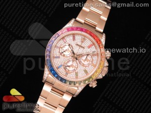 Daytona 116595RBOW RG Rainbow Crystal OMF Best Edition Diamonds Dial on RG Bracelet A4130