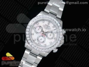  Daytona SS JHF Best Edition White Dial Diamonds Bezel on SS Bracelet A4130