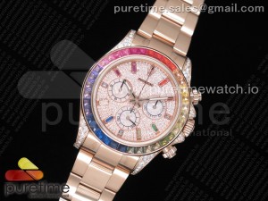 Daytona RG JHF Best Edition RG Diamonds Dial Rainbow Bezel on RG Bracelet A4130