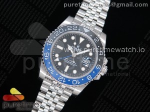 GMT Master II 126710 BLNR 904L SS UNF Best Edition Black Dial on Jubilee Bracelet A3186 (Correct Hand Stack)