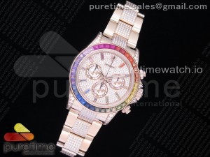 Daytona 116595RBOW RG Rainbow Crystal OMF Best Edition Diamonds Dial on RG Diamonds Bracelet A4130