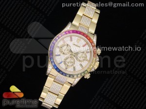 Daytona YG Rainbow Crystal OMF Best Edition Diamonds Dial on YG Diamonds Bracelet A4130