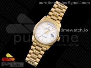 Day-Date 36 YG 128238 GMF Best Edition White Dial Stick Markers on President Bracelet A2836