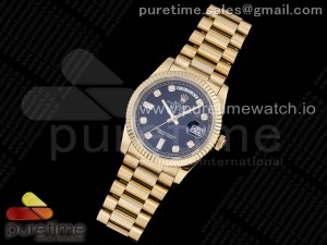 Day-Date 36 YG 128238 GMF Best Edition Black Dial Diamonds Markers on President Bracelet A2836