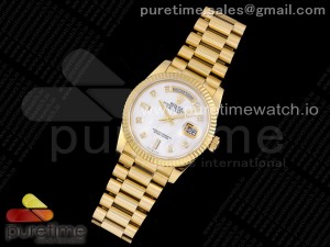 Day-Date 36 YG 128238 GMF Best Edition White MOP Dial Diamonds Markers on President Bracelet A2836