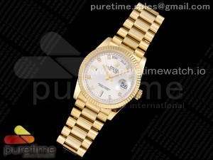 Day-Date 36 YG 128238 GMF Best Edition Silver Dial Diamonds Markers on President Bracelet A2836