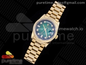 Day-Date 36 YG 128238 GMF Best Edition Green Dial Diamonds Markers on President Bracelet A2836