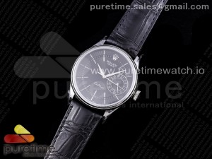 Cellini 50519 SS GMF 1:1 Best Edition Black Dial on Black Leather Strap SA3165