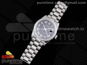 DateJust 31 Ladies 278289 GMF 316L Steel Black Dial Roman Markers on President Syle Bracelet