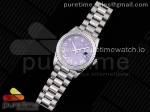 DateJust 31 Ladies 278289 GMF 316L Steel Purple Dial Diamond Roman Markers on President Syle Bracelet