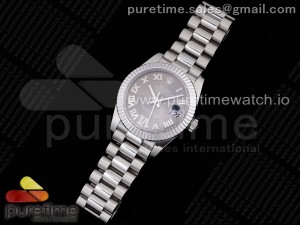 DateJust 31 Ladies 278289 GMF 316L Steel Gray Dial Diamond Roman Markers on President Syle Bracelet