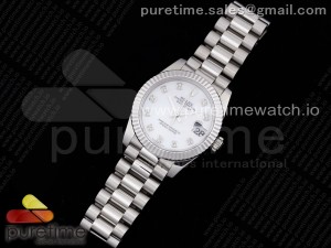 DateJust 31 Ladies 278289 GMF 316L Steel White Dial Diamonds Markers on President Syle Bracelet