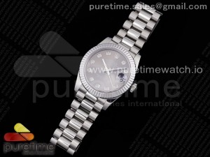 DateJust 31 Ladies 278289 GMF 316L Steel Gray Dial Diamonds Markers on President Syle Bracelet