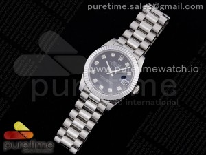 DateJust 31 Ladies 278289 GMF 316L Steel Black Dial Diamonds Markers on President Syle Bracelet