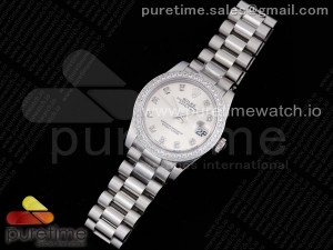 DateJust 31 Ladies 278289 GMF 316L Steel Silver Dial Diamonds Bezel and Markers on President Syle Bracelet