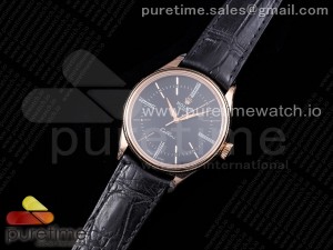 Cellini 50505 RG GMF 1:1 Best Edition Black Dial Stick Markers on Black Leather Strap SA3132