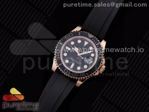 Yacht-Master 126655 RG TWF 1:1 Best Edition Black Ceramic Bezel on Black Rubber Strap A2836/SA3135