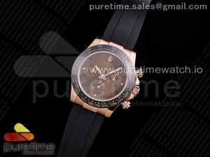 Daytona RG TWF Black Ceramic Bezle Brown Dial Black Roman Markers on Black Rubber Strap A4130